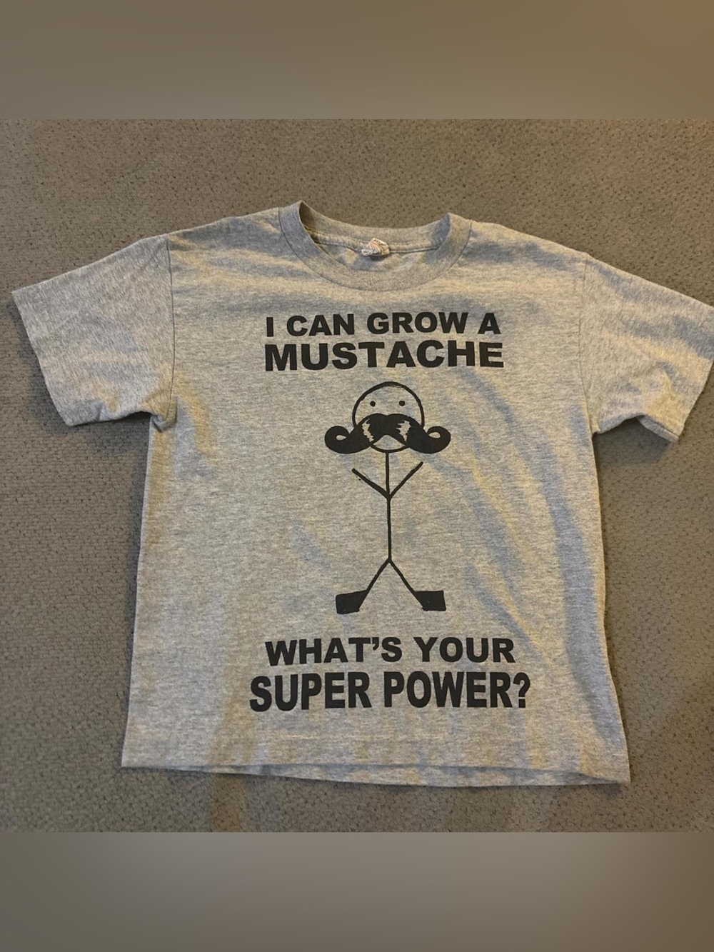 Graphic Tee "I Can Grow a Mustache" - Gray & Black
